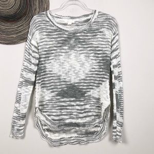 Anthropologie Moth Open Knit Gray Aztec Sweater